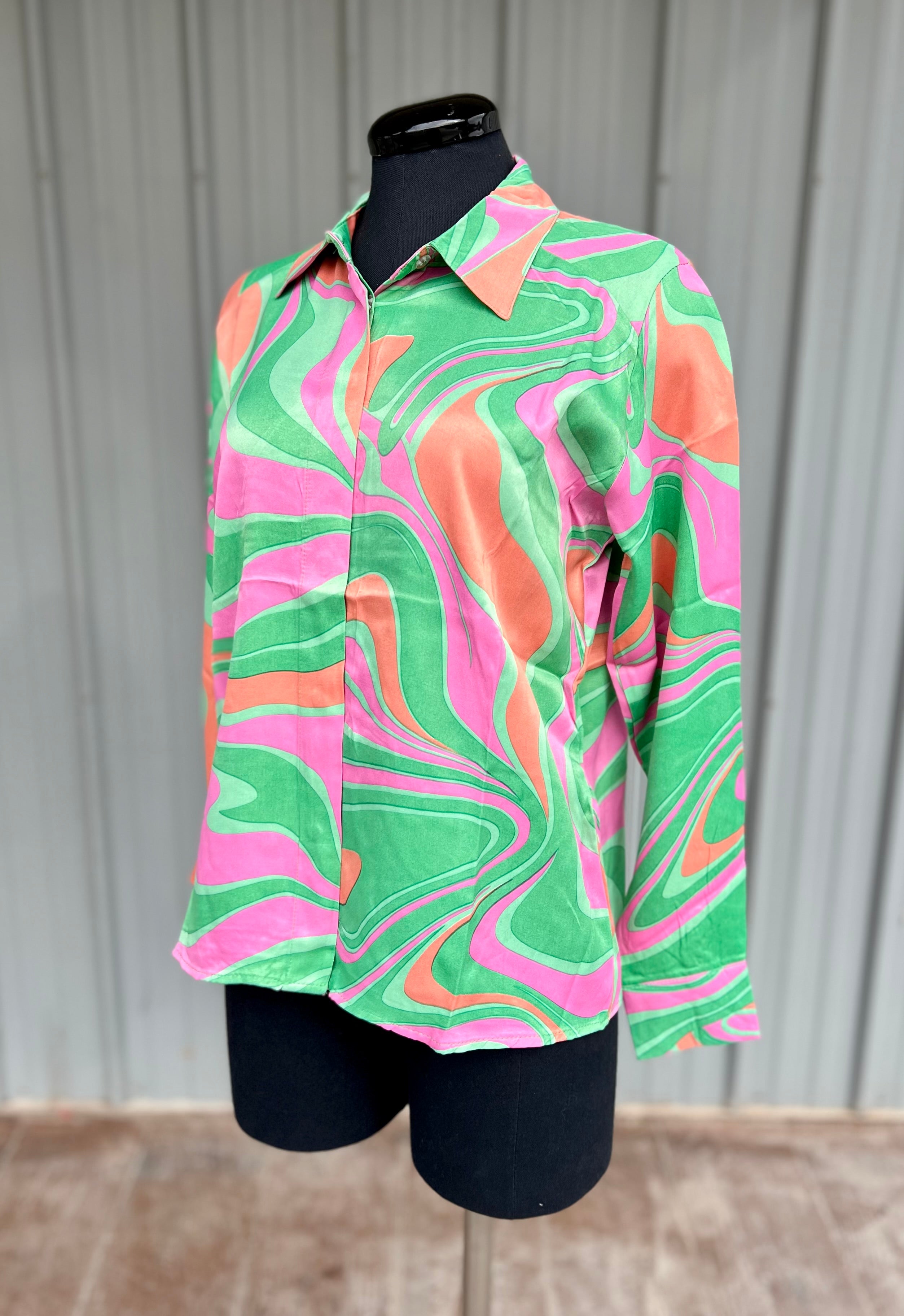 Marbled Silken Style Blouse