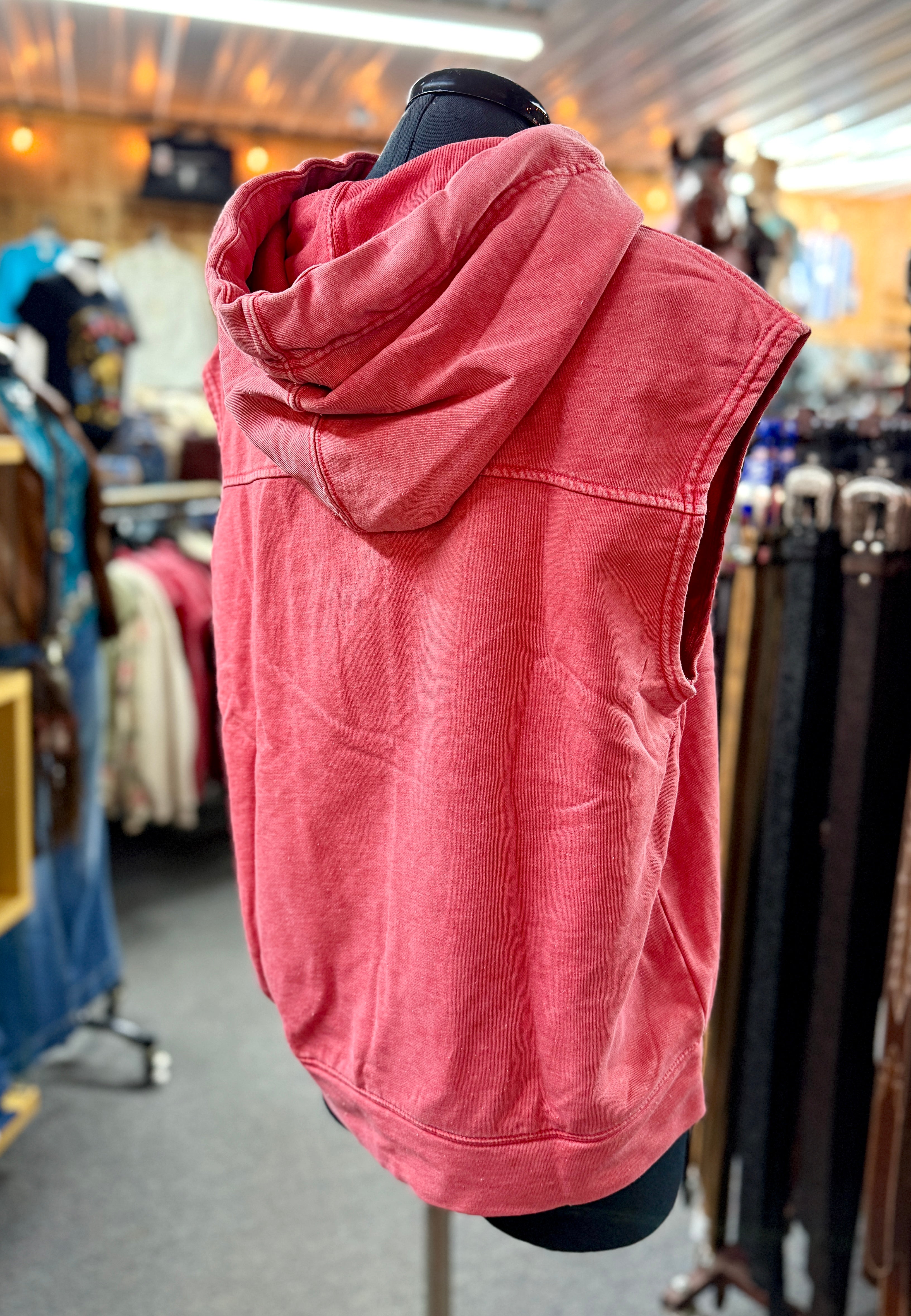 Candy Red Sleeveless Hoodie