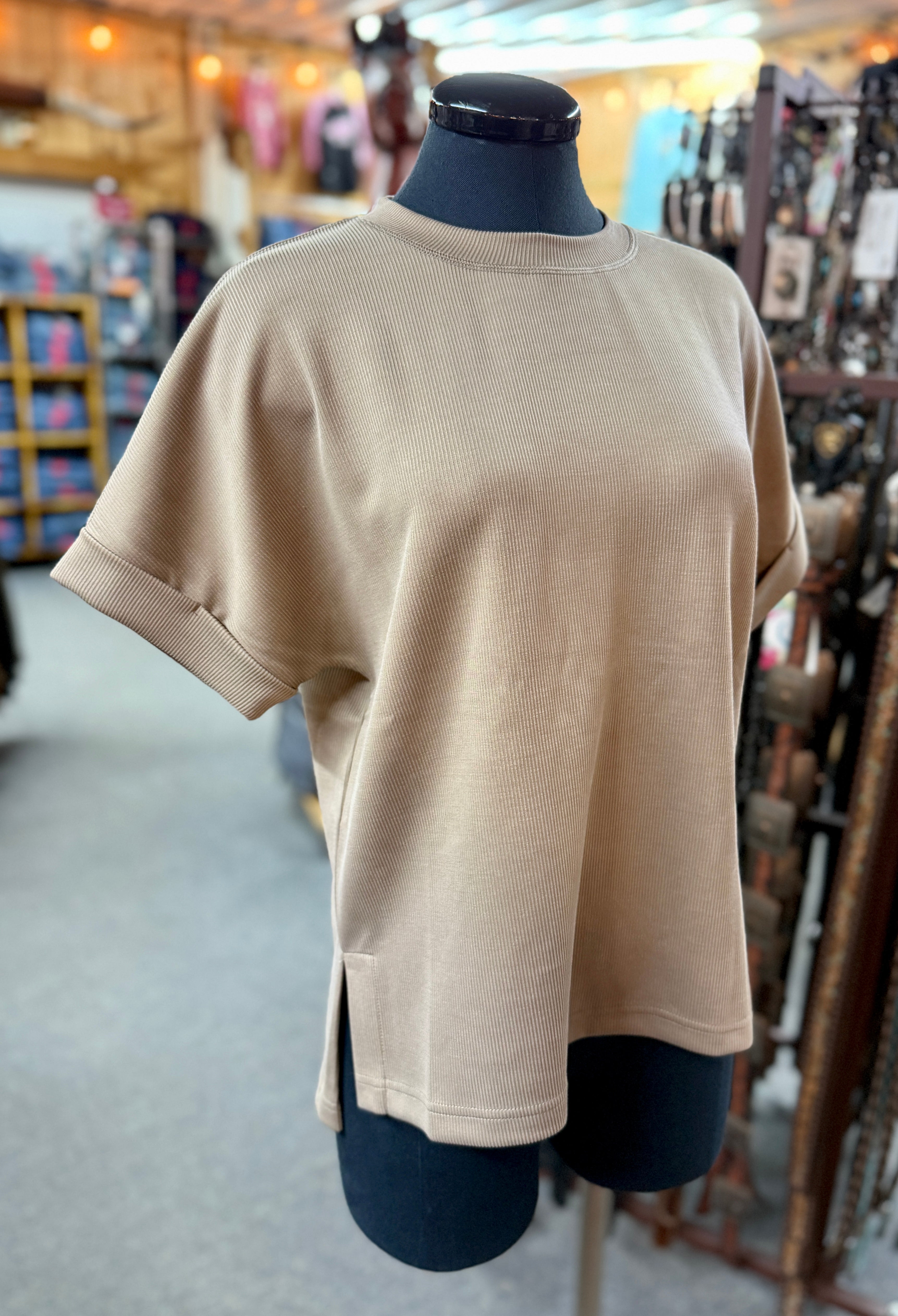 Ribbed Short Sleeve Lounge Tee