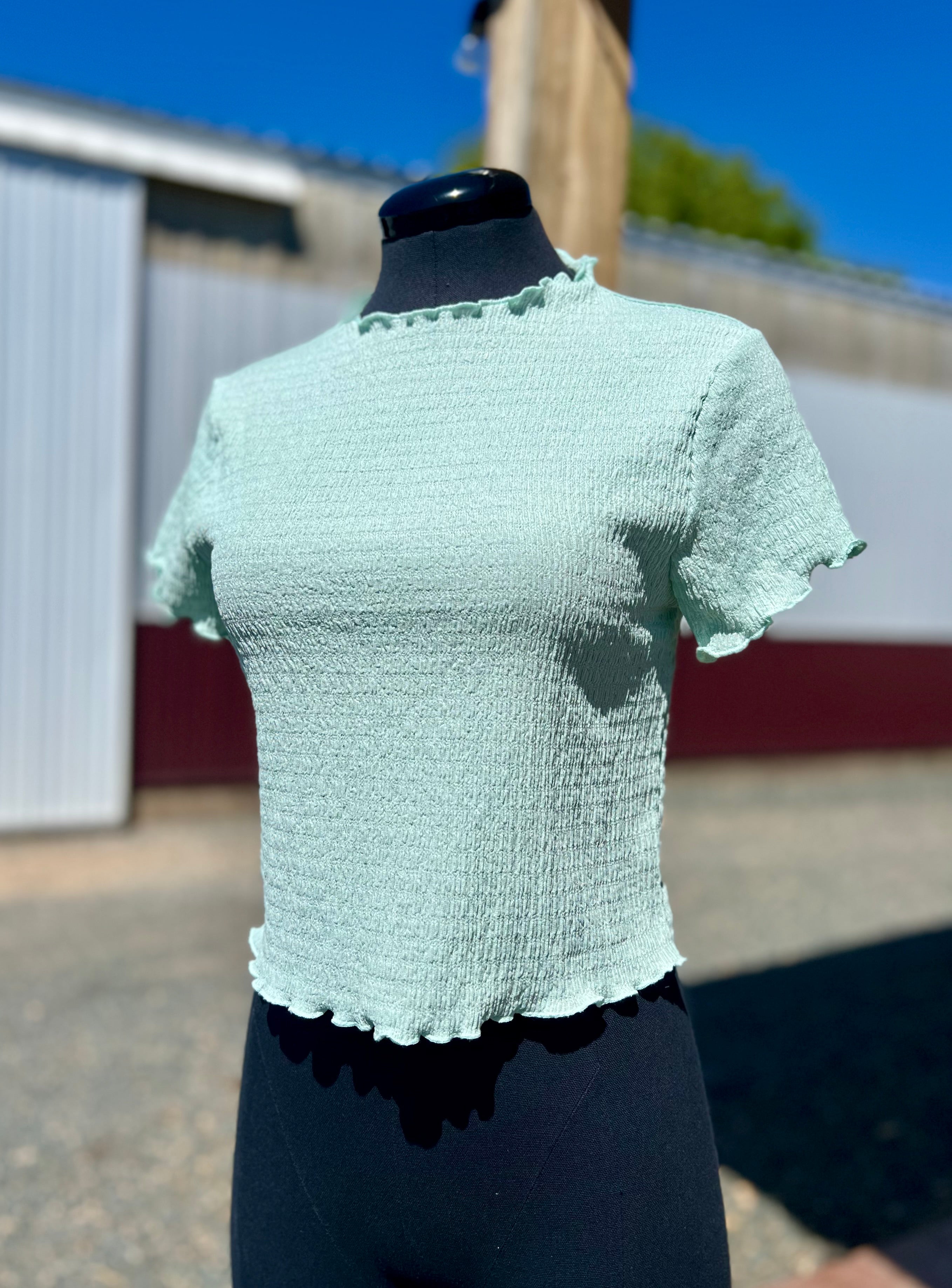 Mint Green Ruched Top