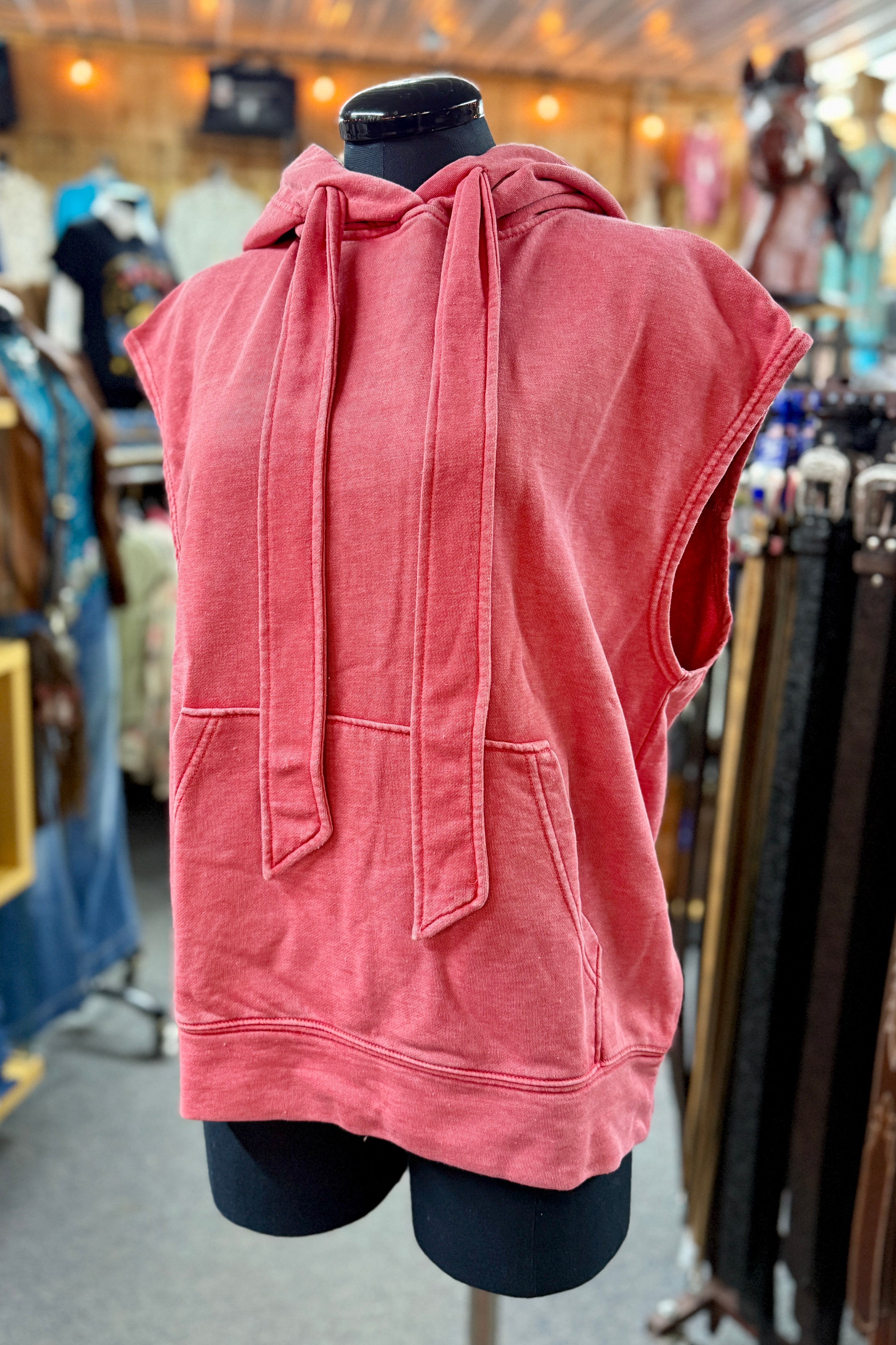 Candy Red Sleeveless Hoodie