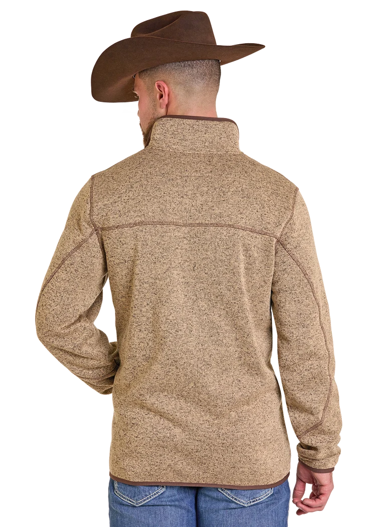 M RR MELANGE HENLEY PULLOVER-TAN