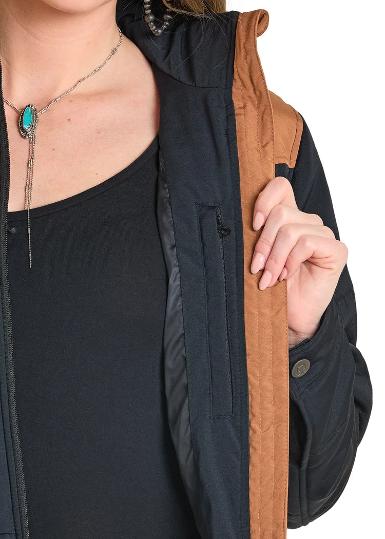 W Panhandle Slim TWO TONE PUFFER JACKET-Black