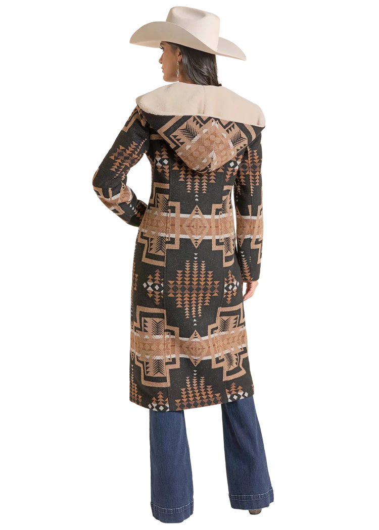 W Panhandle AZTEC LONG COAT W/ HOOD