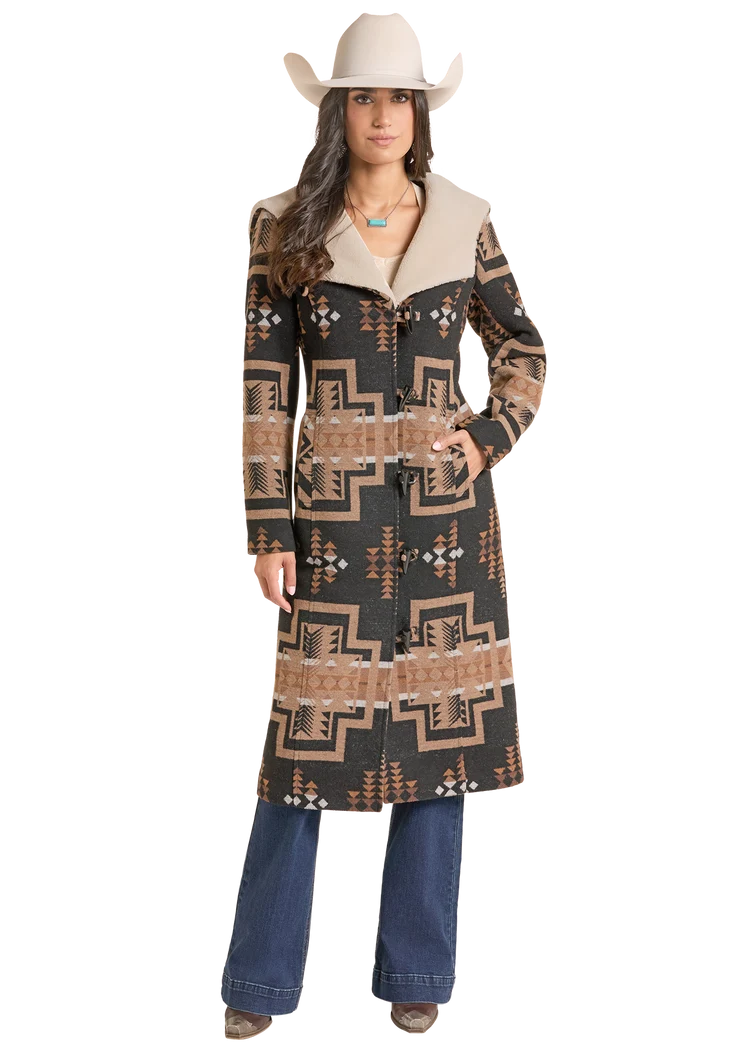 W Panhandle AZTEC LONG COAT W/ HOOD