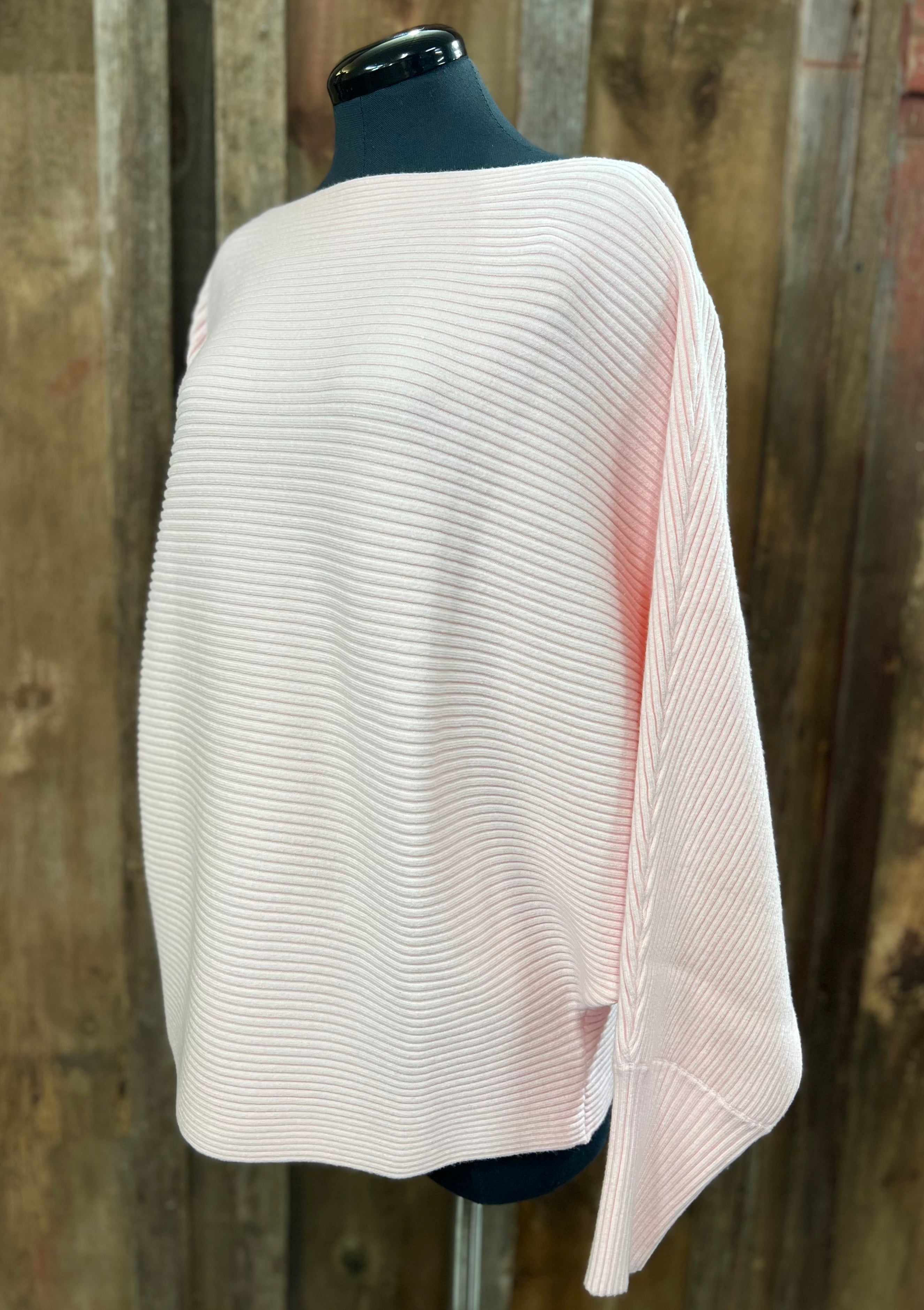 Pink Ribbed Oversized Sweater