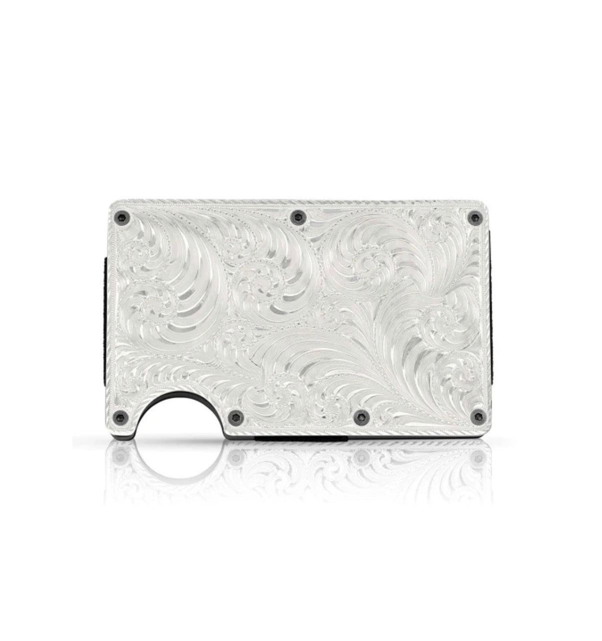 Silver Engraved Card Cash Clip