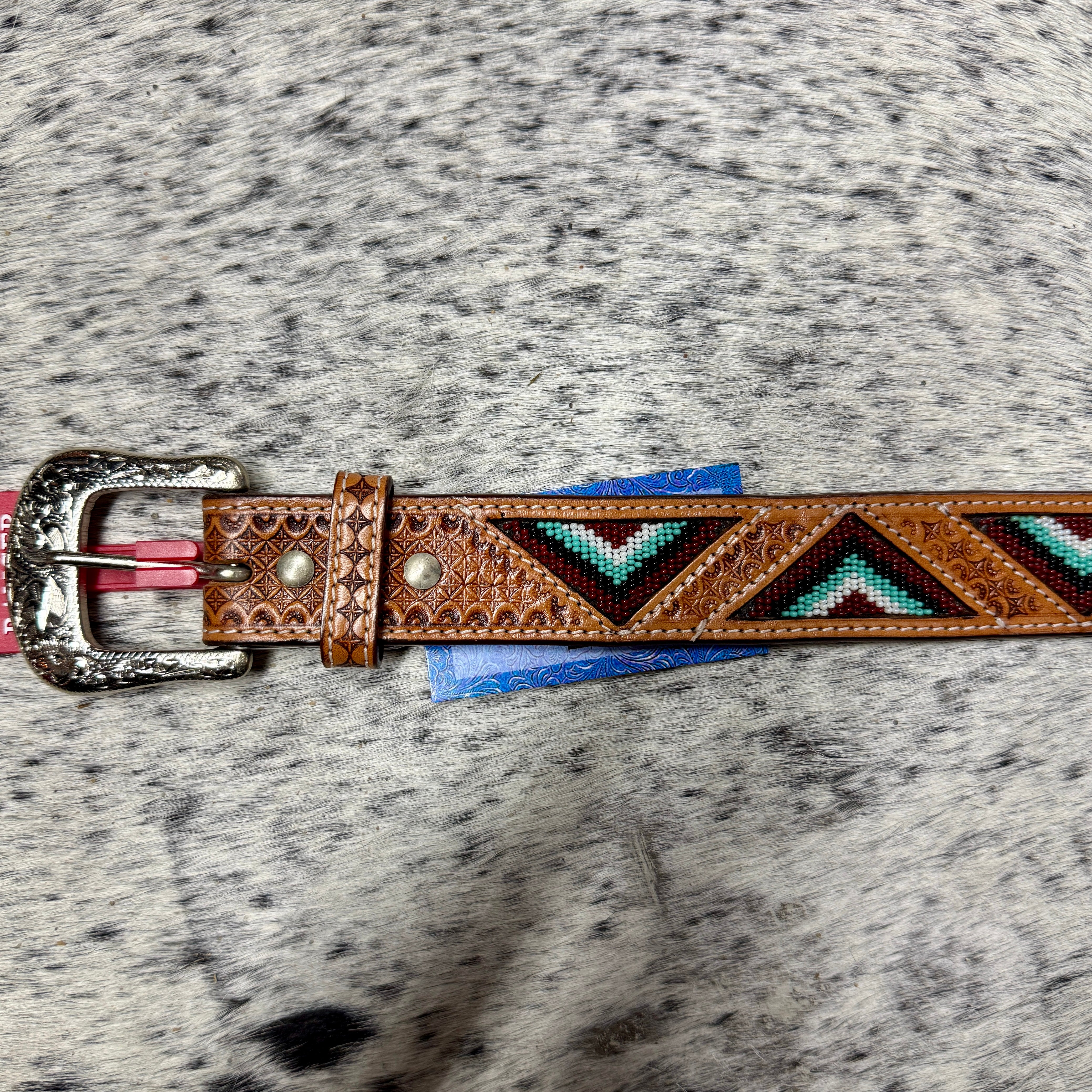 Mens Natural Triangle Bead Belt