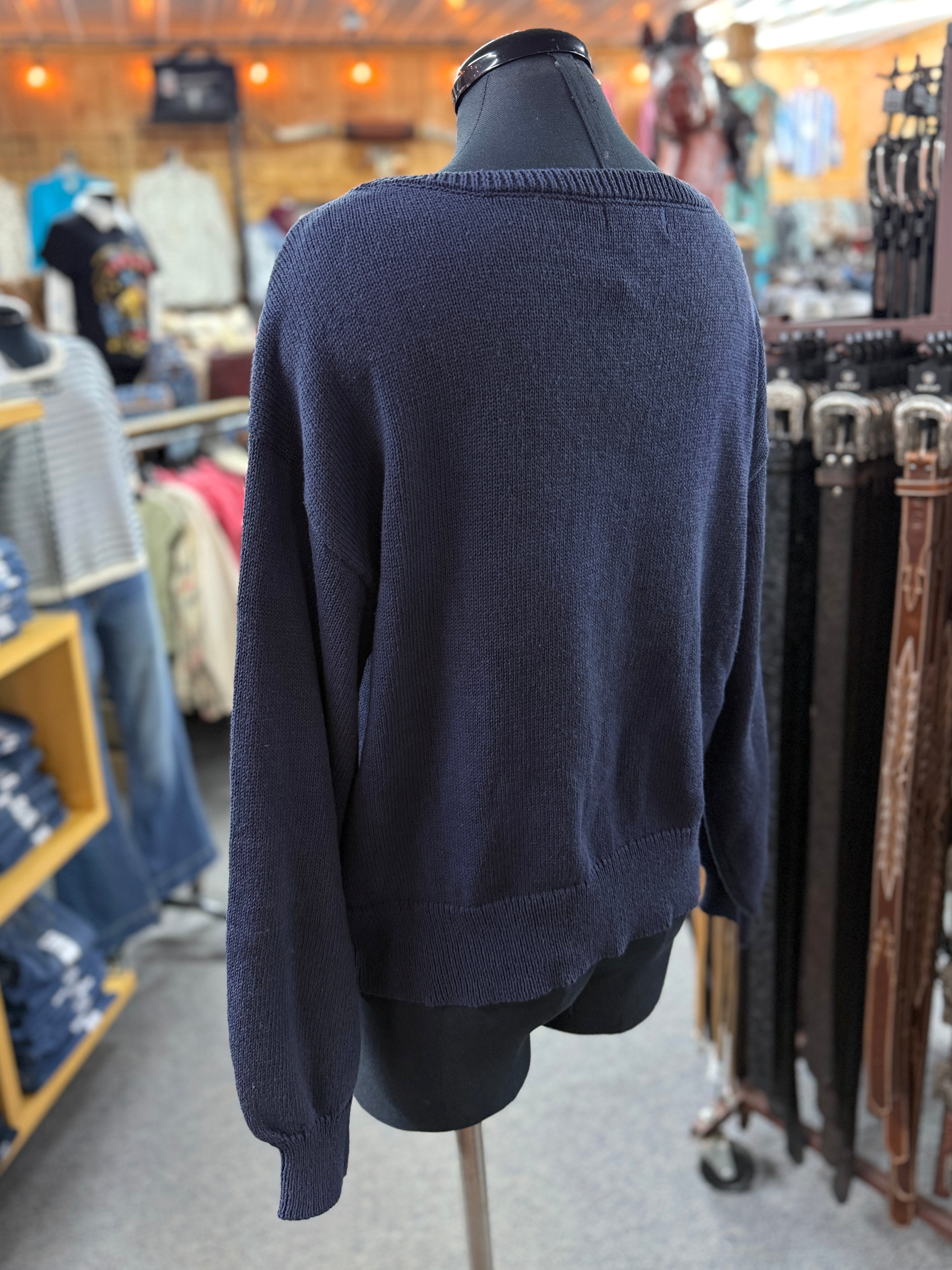 Navy Knit USA Dog Sweater