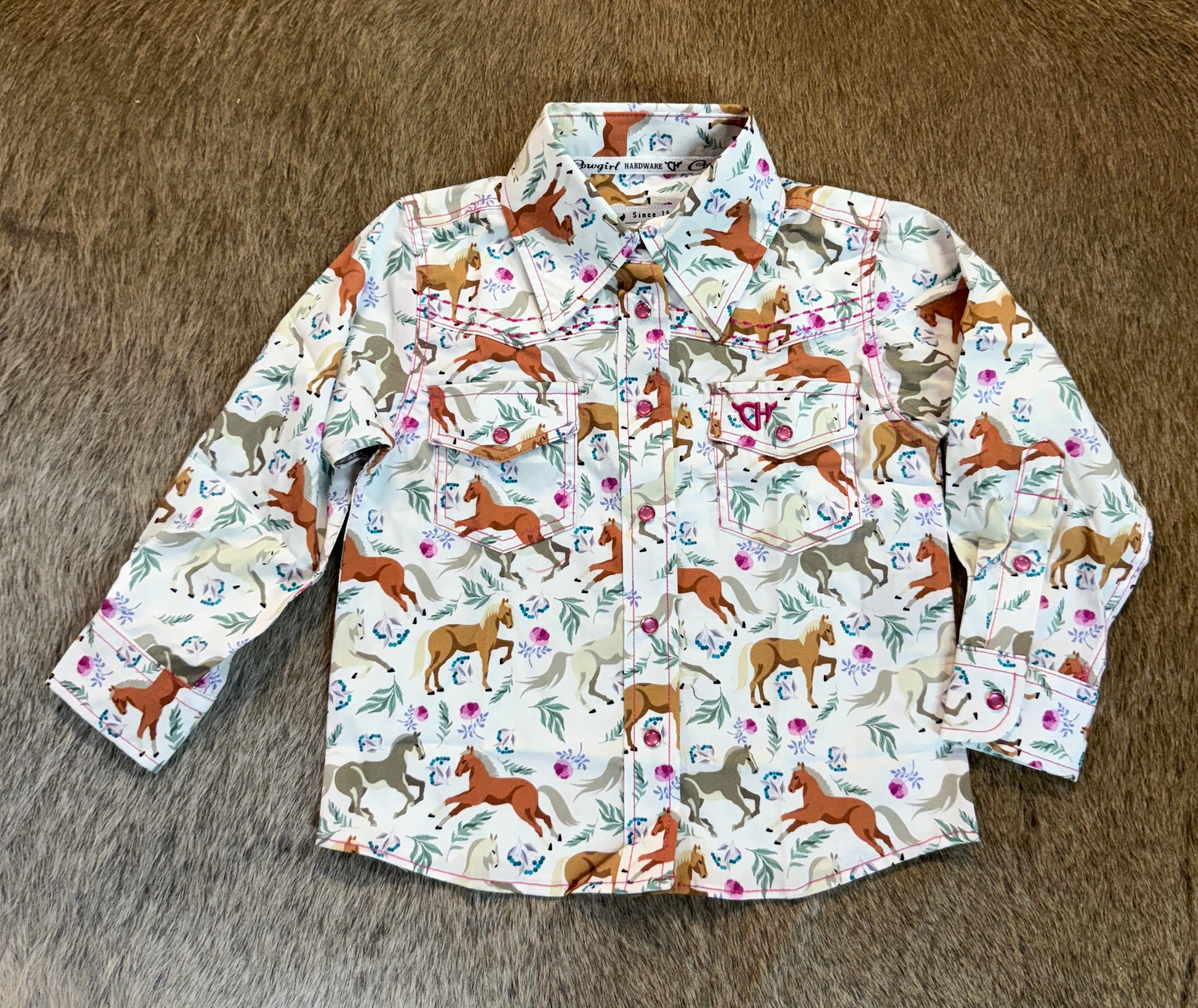 Cowgirl Hardware Youth Horse Print Snap Shirt