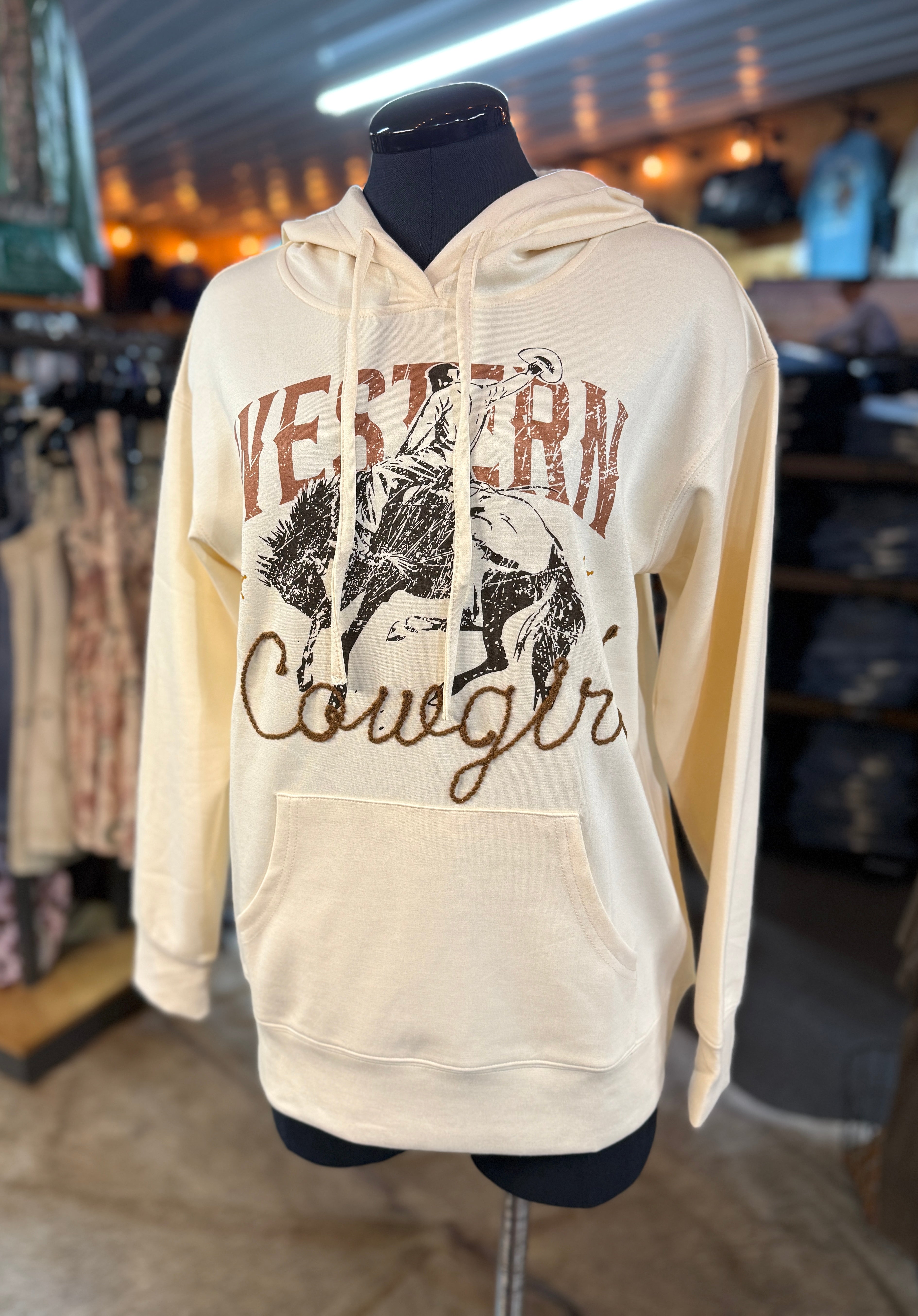 Western Cowgirl Cream Hoodie Sweatshirt