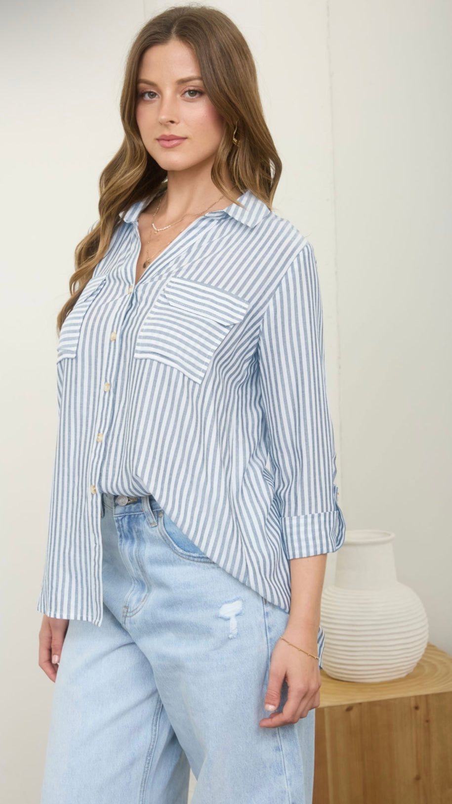 Stripe Button Shirt TW2124