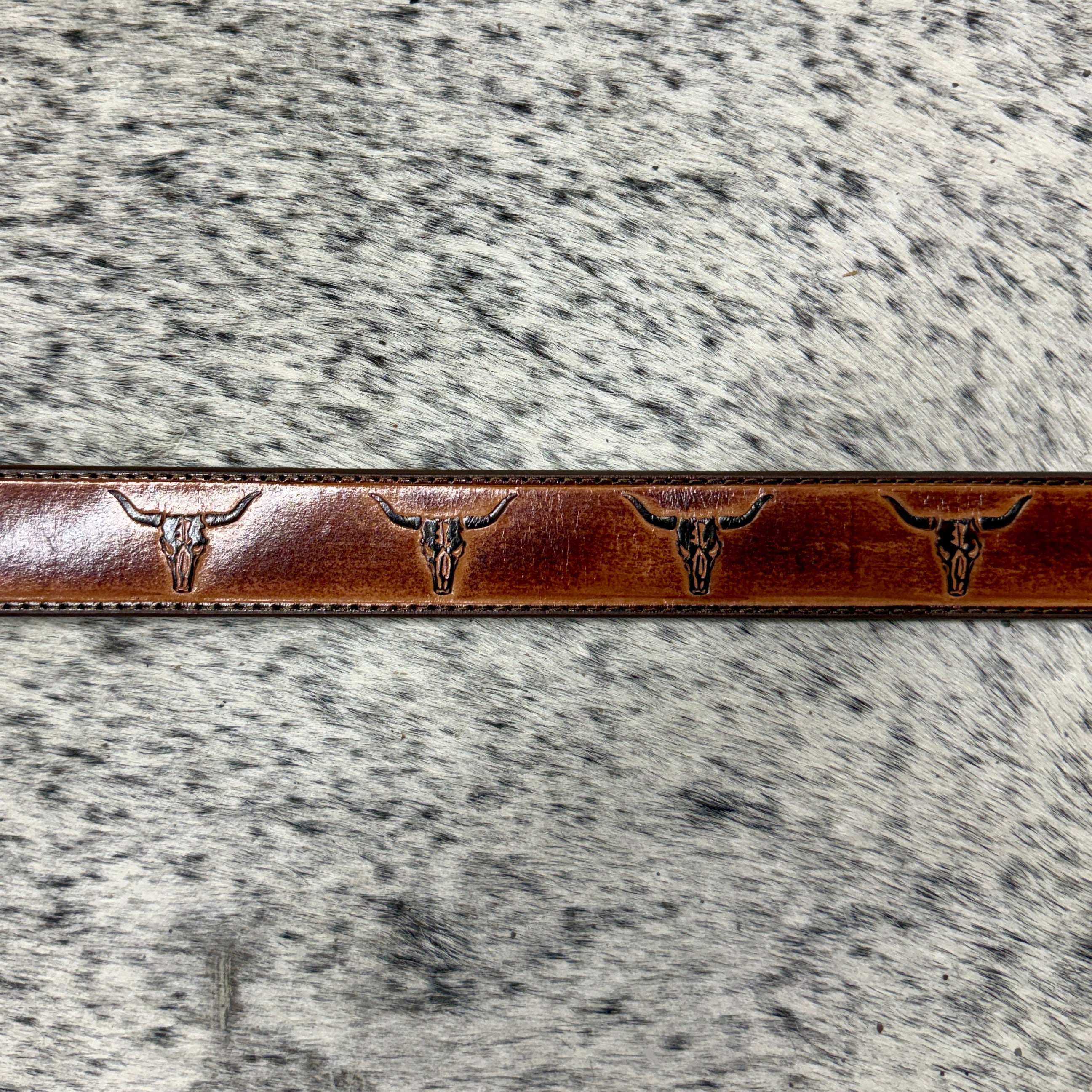 Men’s Brown Tooled Longhorn Belt