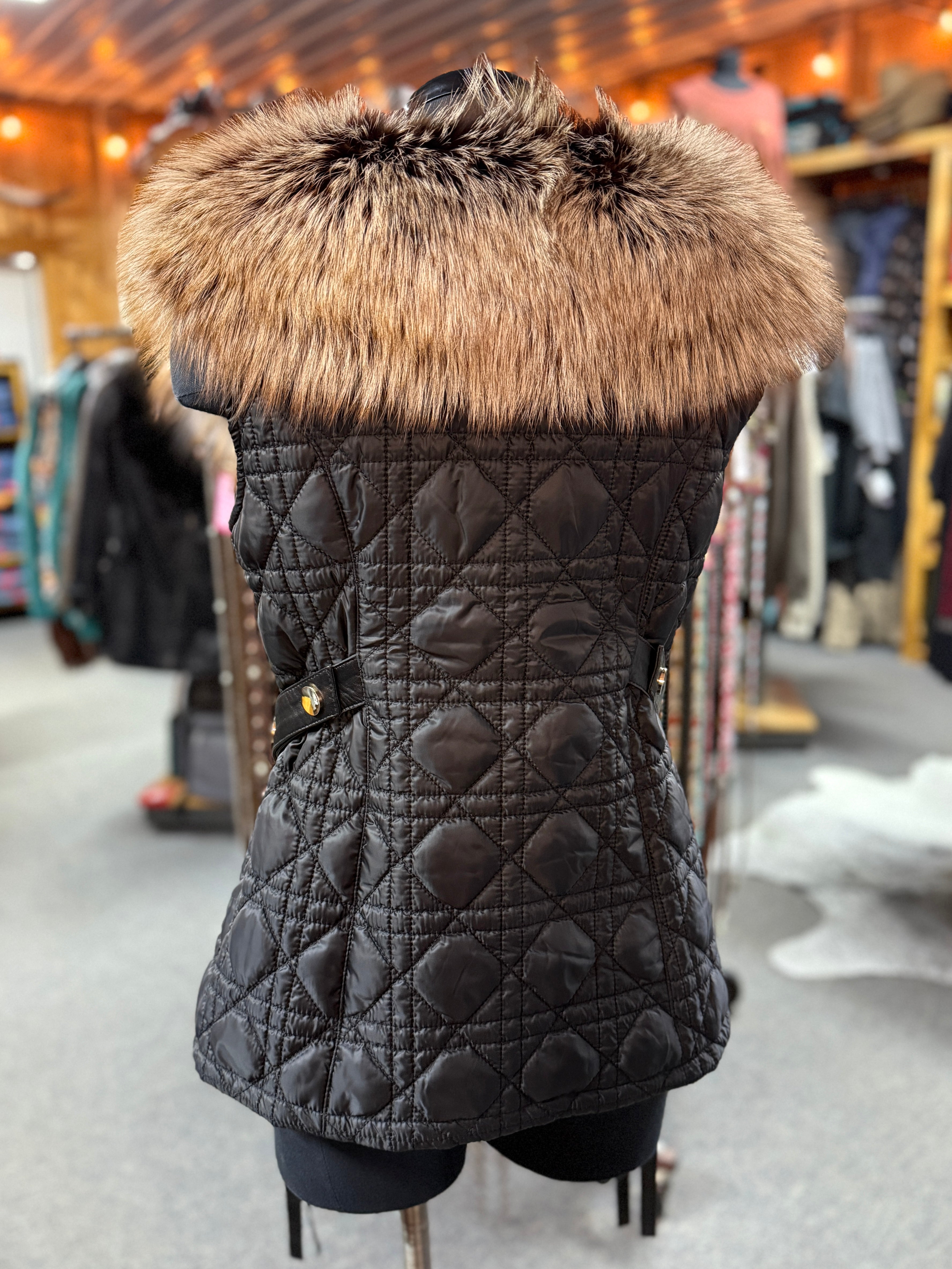 Black Brown Silver Fox Vest