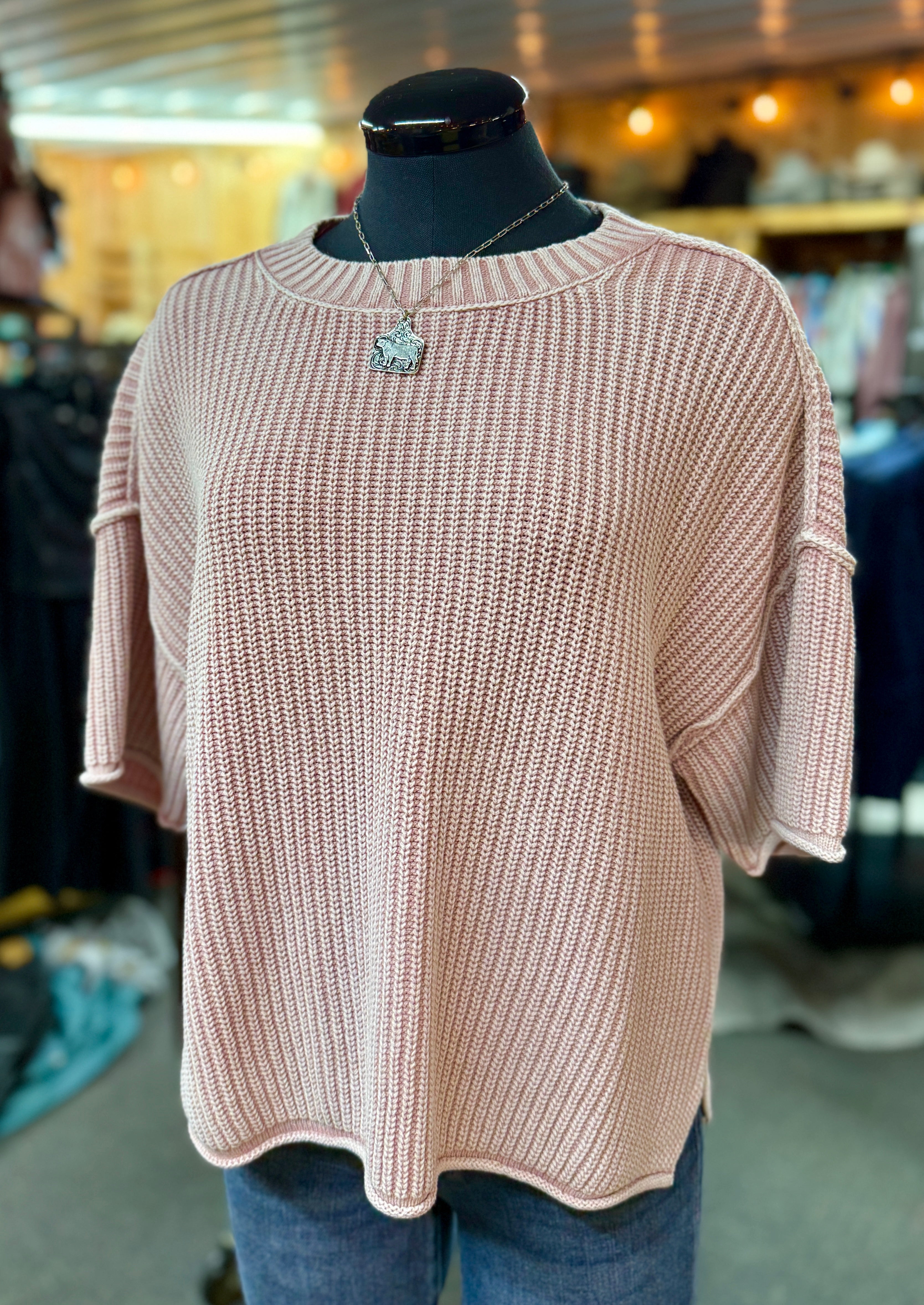 Short Sleeve Knit Boxy Sweater