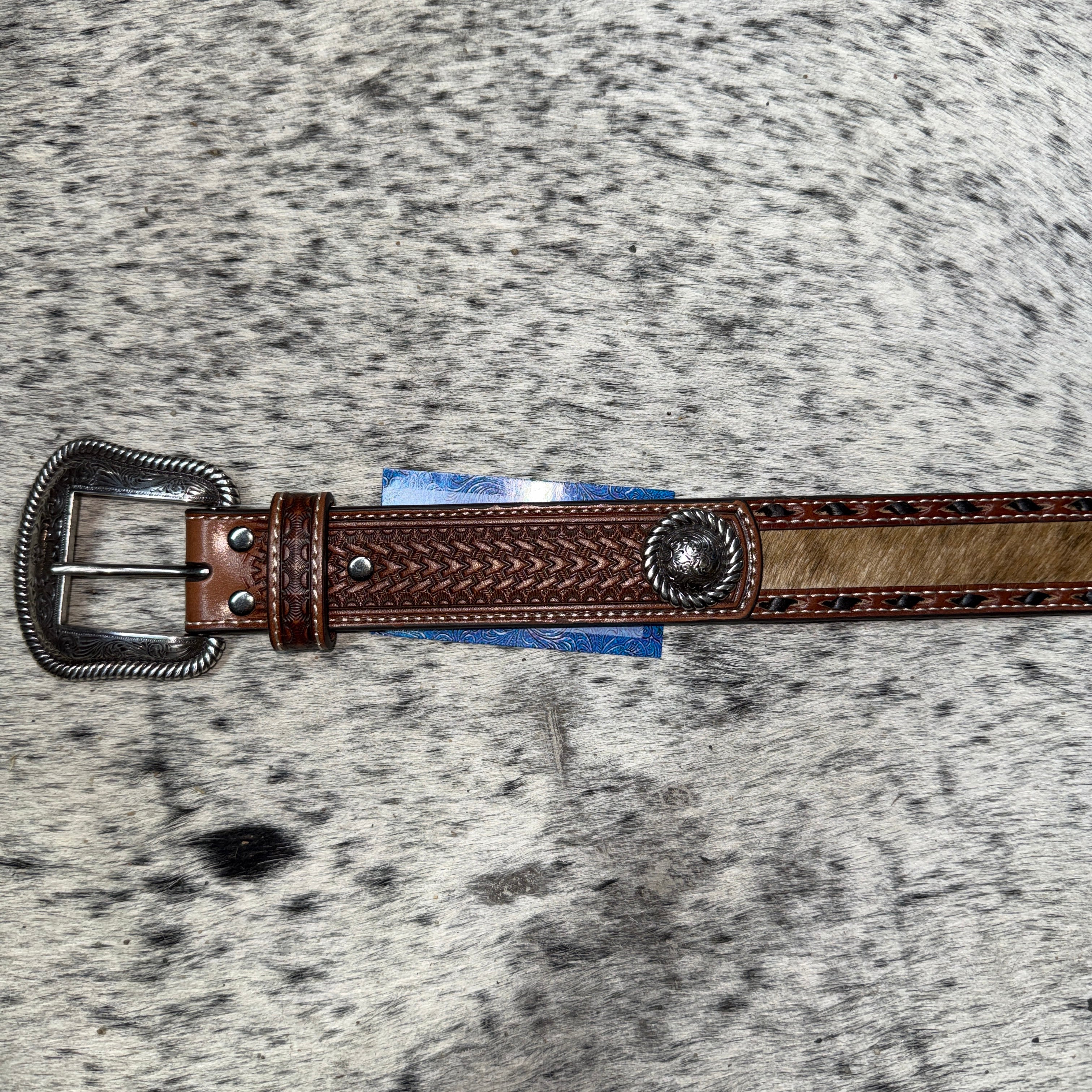 Men’s Brown Buckstitch Hide Belt - RM Tack & Apparel