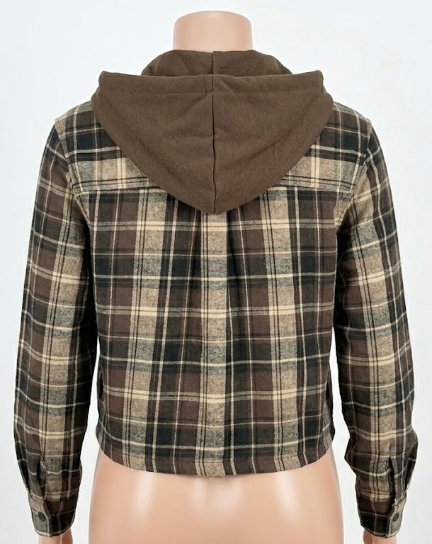 Women’s Plaid Flannel button up with Hood