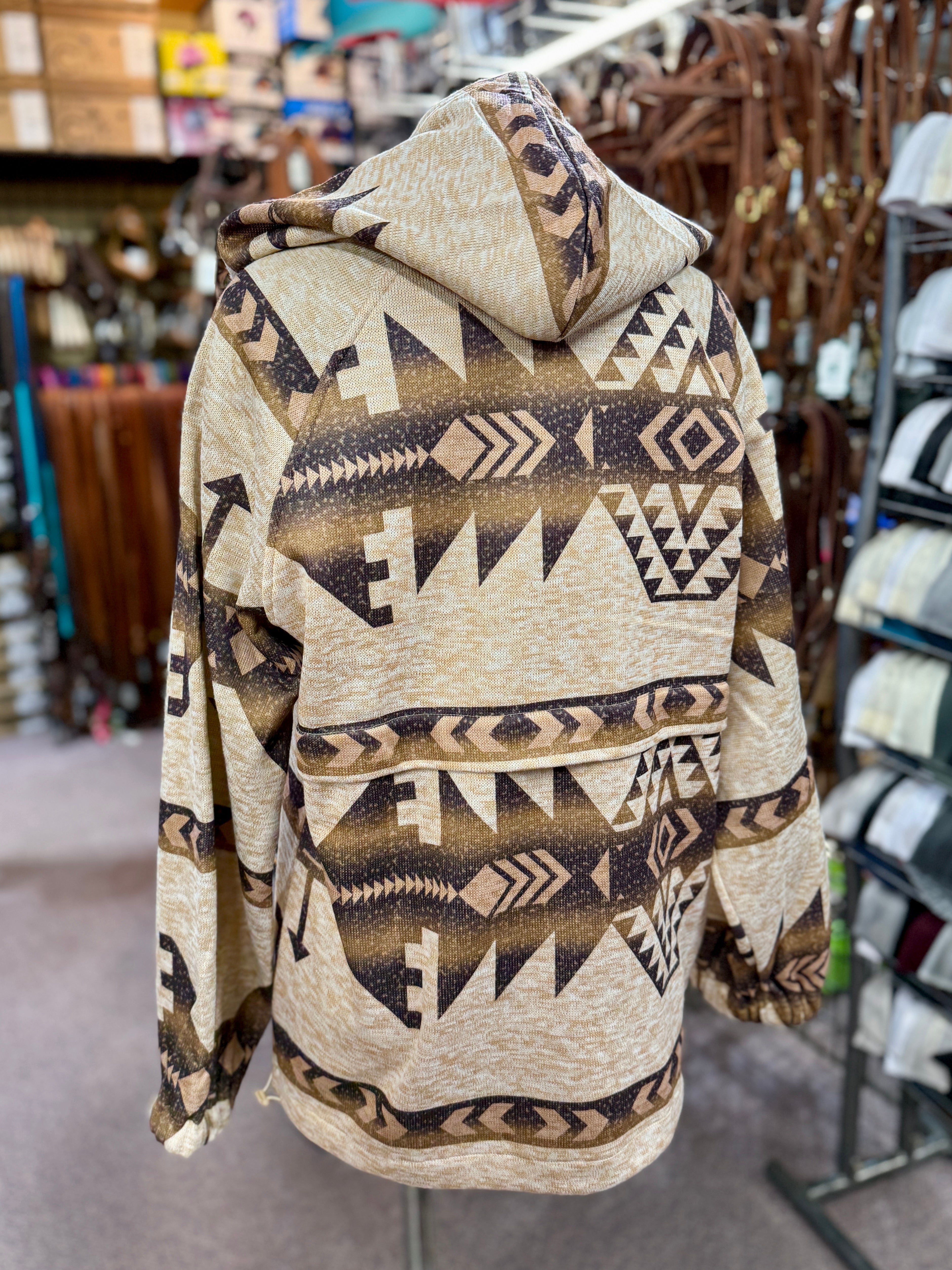 Tan Knit Southwest 1/4 Zip Hoodie
