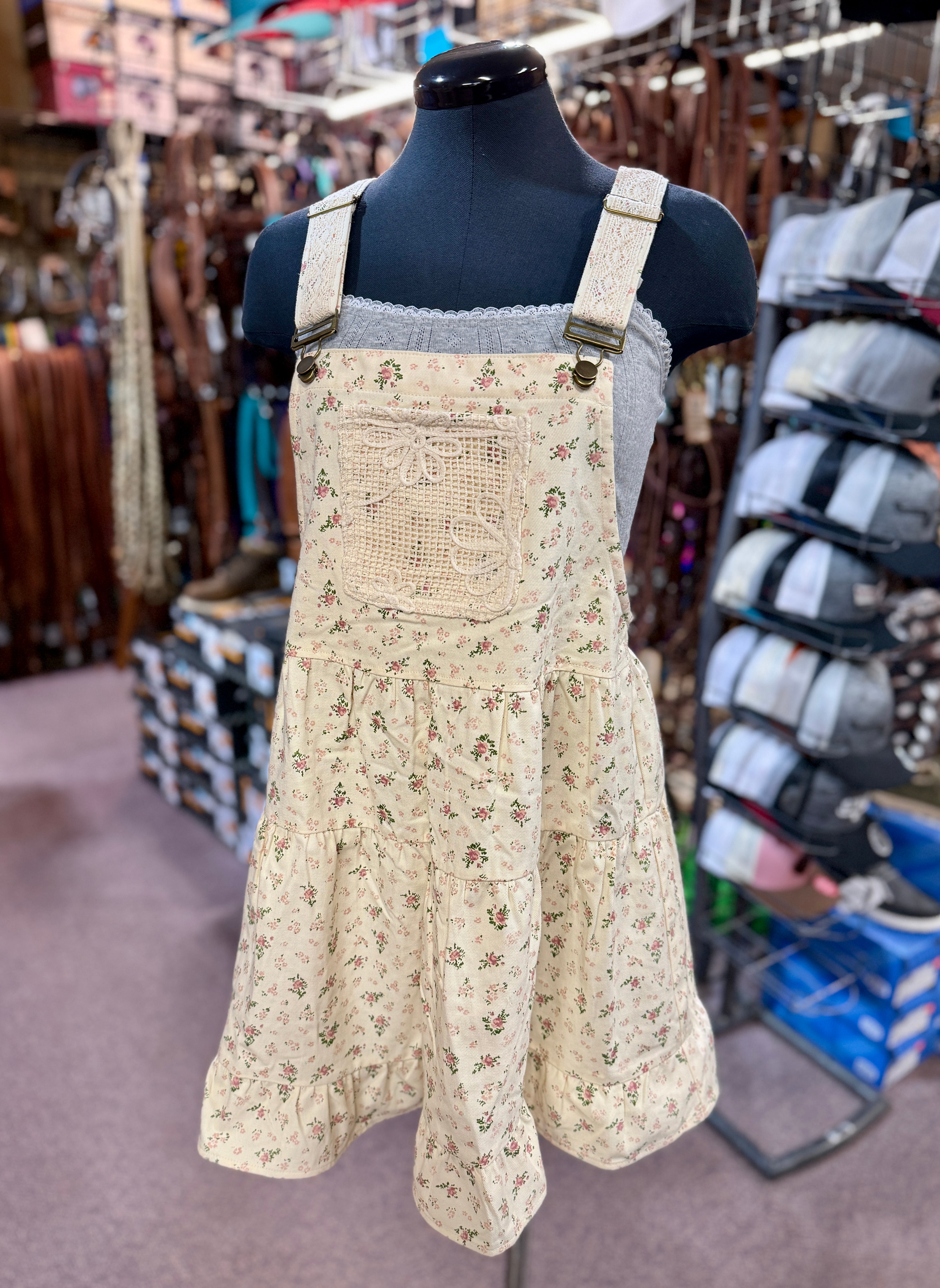 Blush Floral Overall Mini Dress