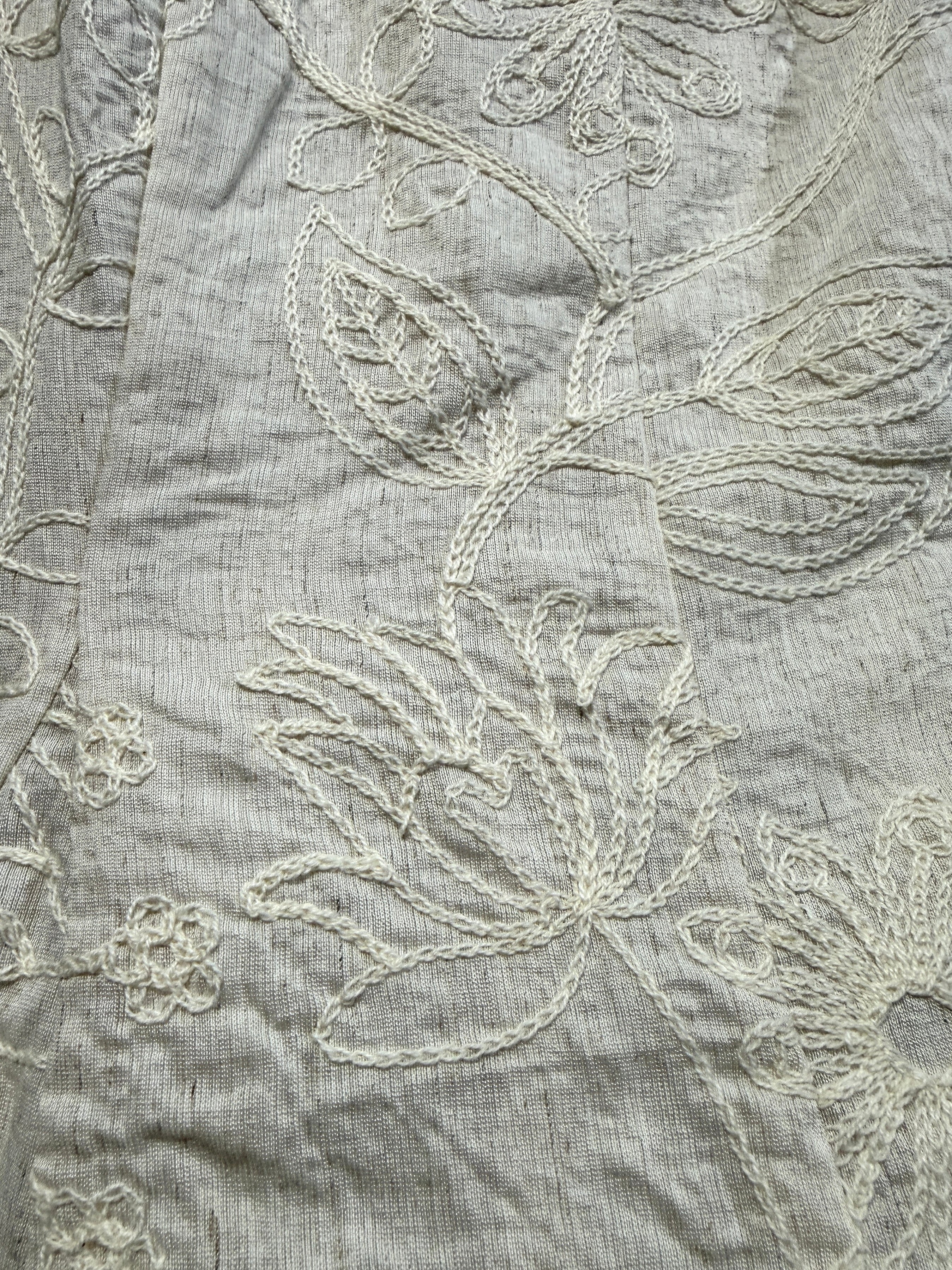 Cream Embroidered Tie Strap Mini Romper