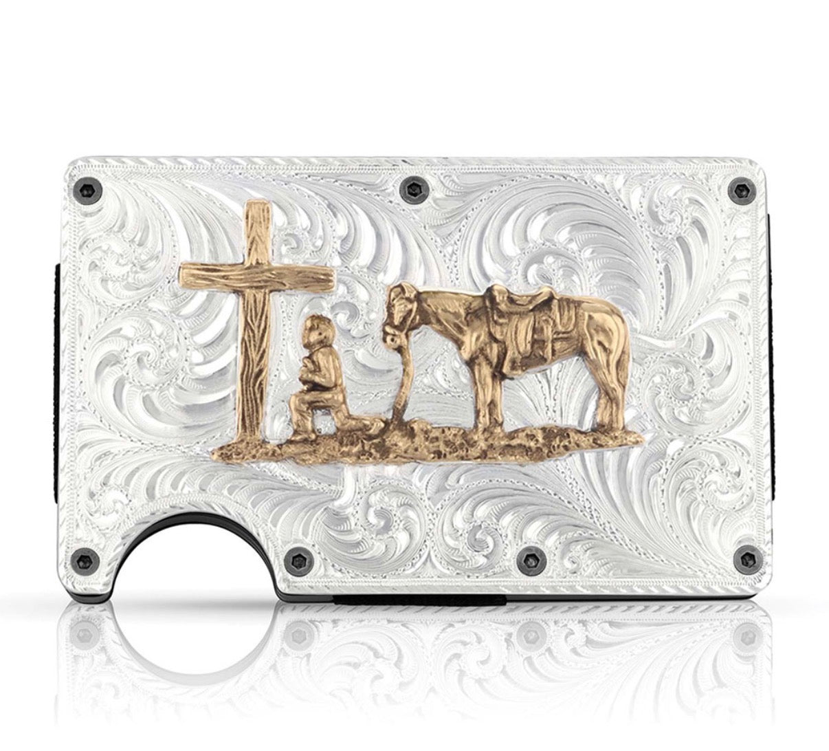 Montana Silver Credit Card & Cash Case with Praying Cowboy