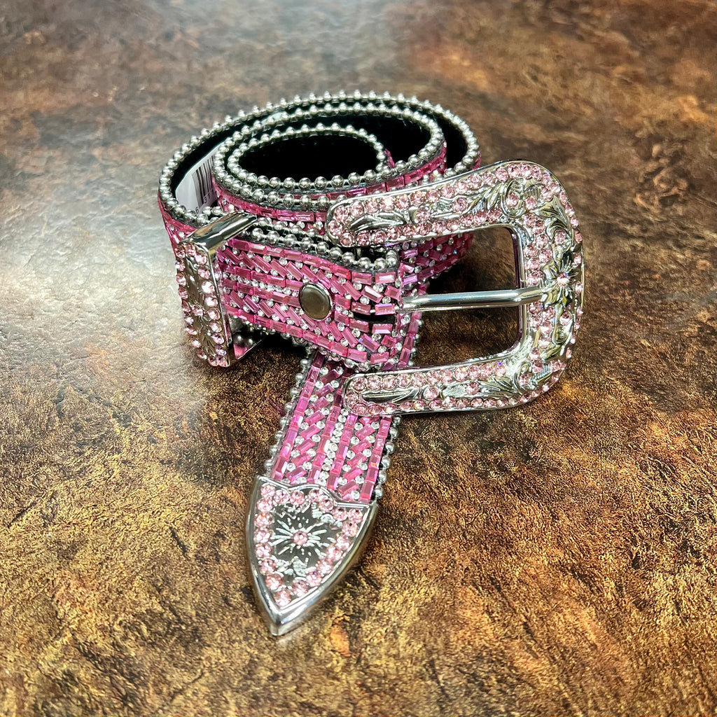 Pink Sparkle Western Belt Girls Stones Buckle – RM Tack  display picture 1