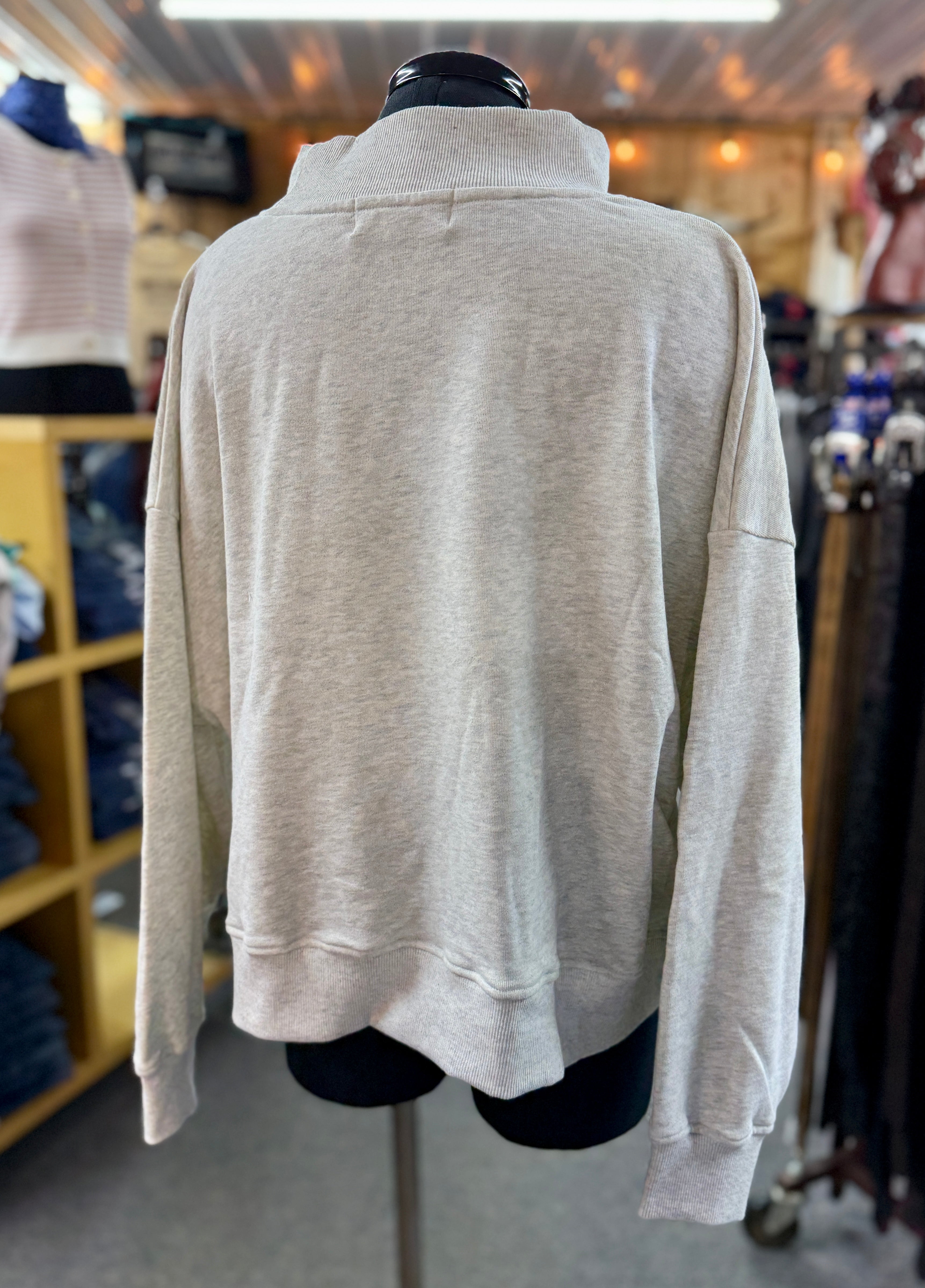 Women’s “Salty” Grey Star Mockneck Sweatshirt