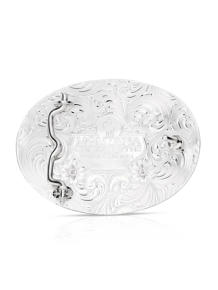 Silver Oval Flag Pray Cowboy Buckle