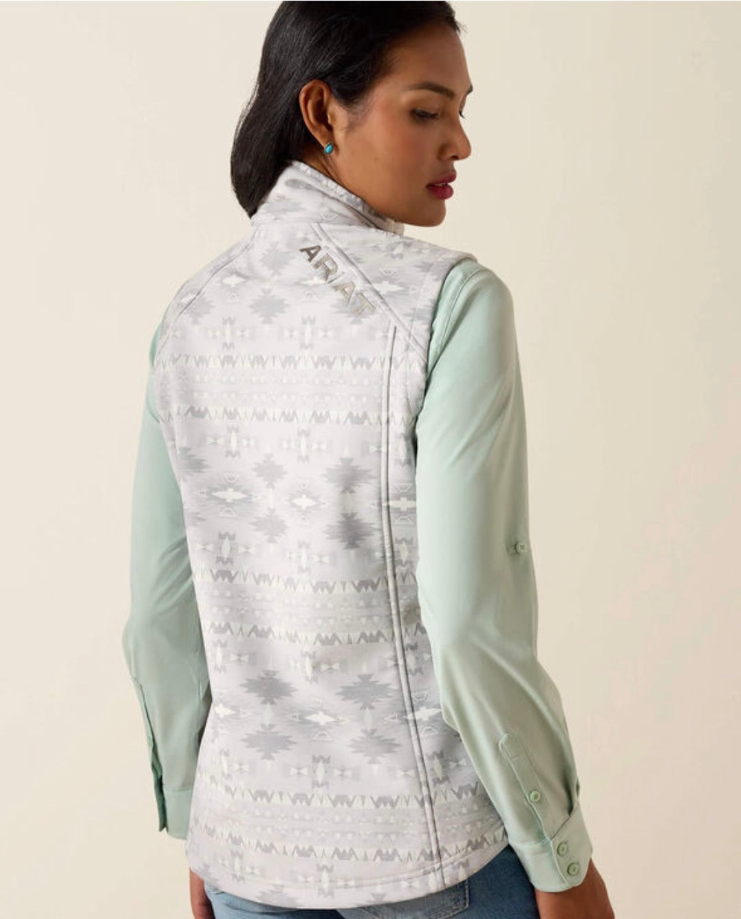 Womens Ariat Softshell logo Vest- Pepper Southwest - RM Tack & Apparel