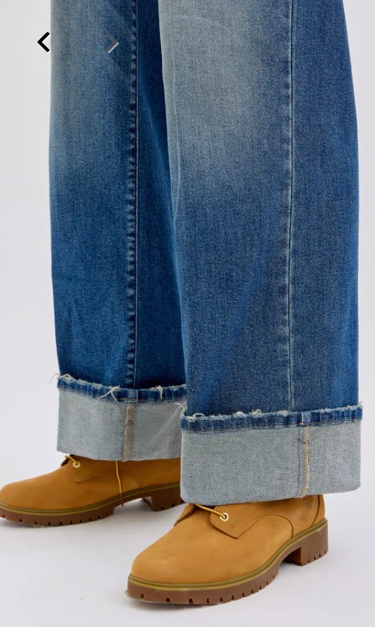 CELLO High Rise Wide Leg w/ Cuff Jeans