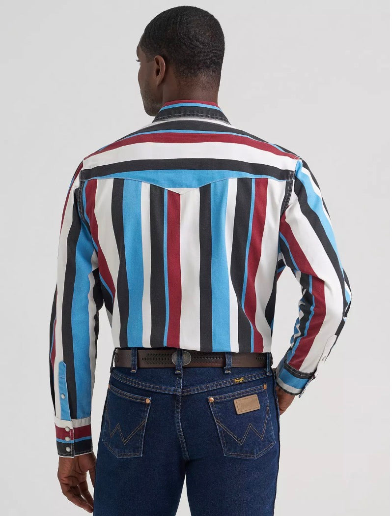 M Wrangler VINTAGE-INSPIRED BRUSHPOPPER WESTERN SNAP WORKSHIRT- Blue Raspberry