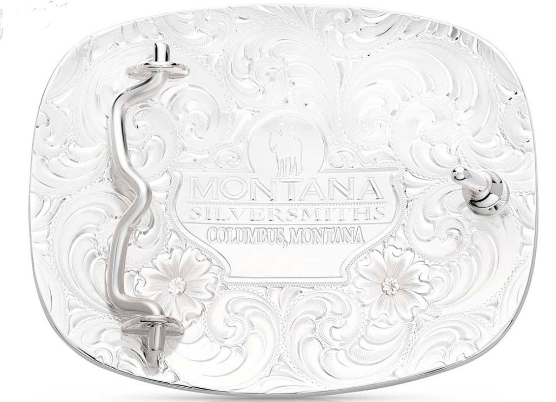 MS Silver Eng Black Flag Buckle