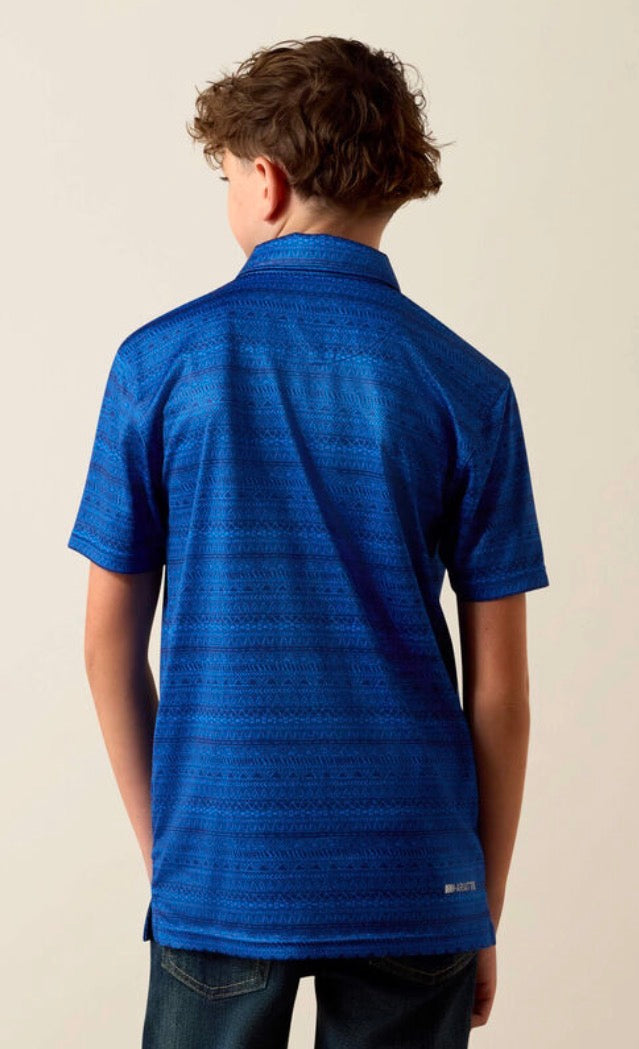 Boys Ariat All over Print POLO- Blue Quartz
