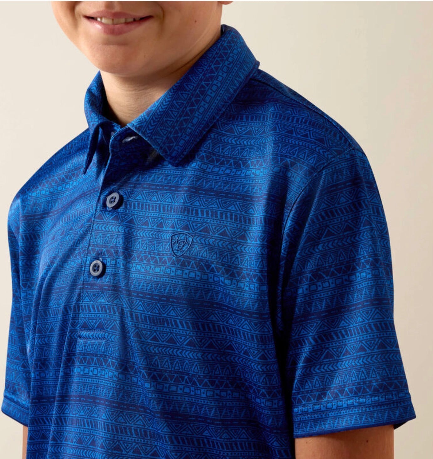 Boys Ariat All over Print POLO- Blue Quartz