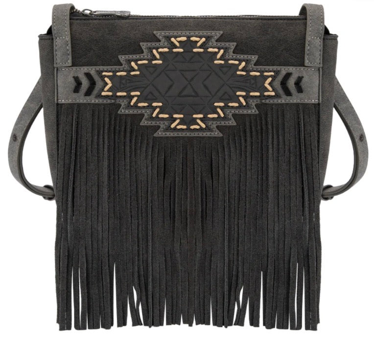 Trinity Ranch Aztec Tooled Fringe Crossbody