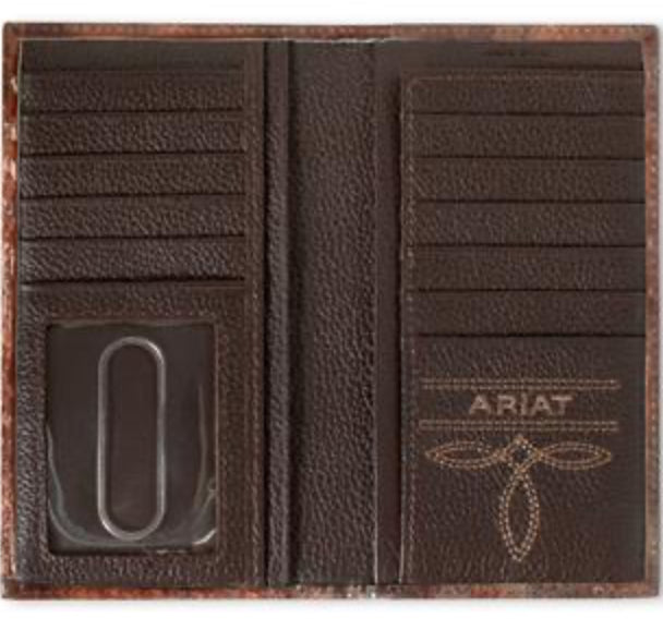 Ariat Western Mens Wallet Rodeo Leather Turquoise Outline Brown