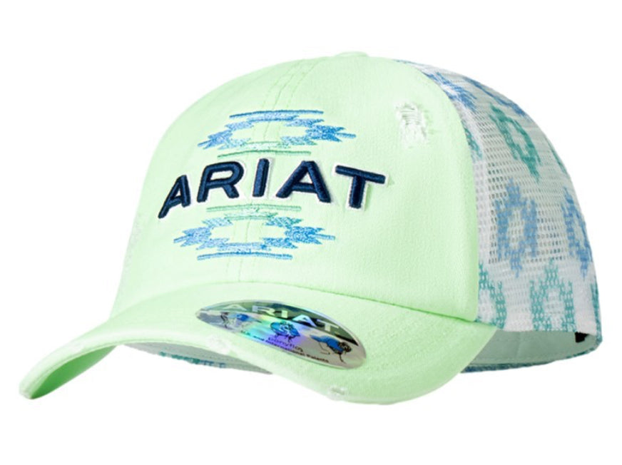 Ariat Western Hat Womens Cap Ponyflow Embroidered Neon Green