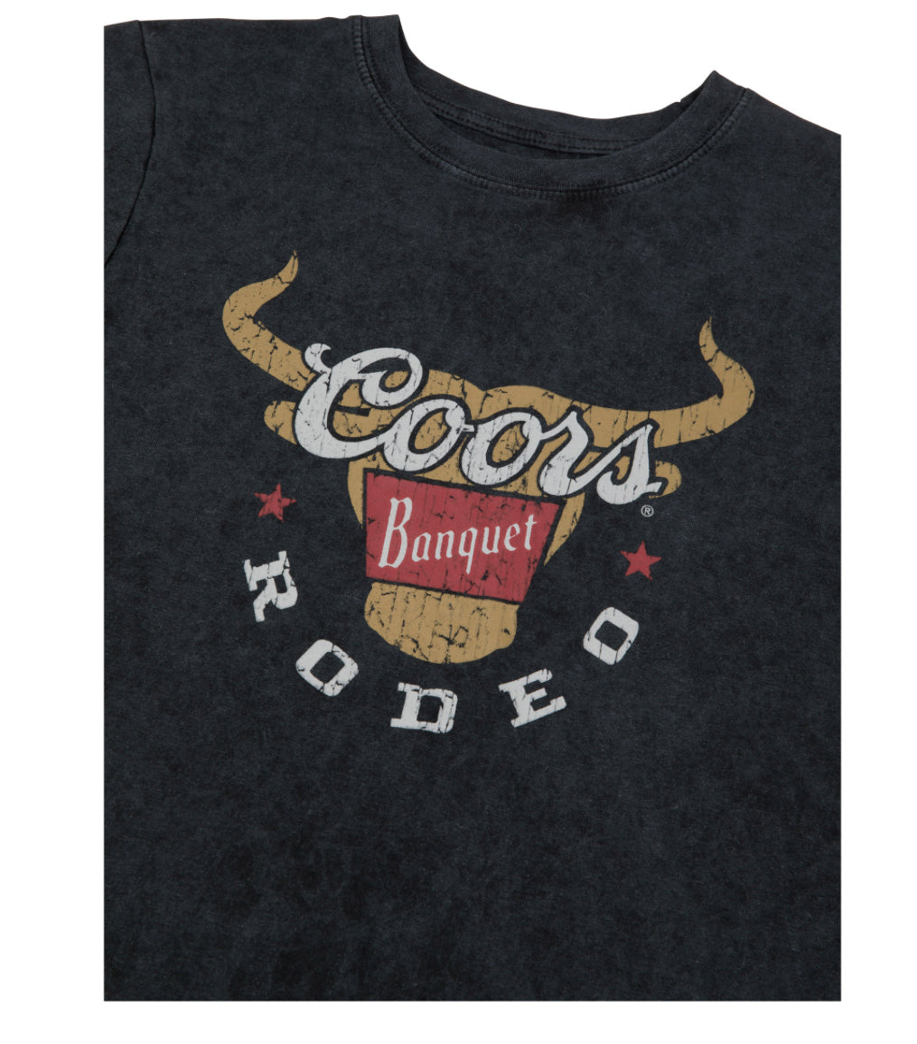 Coors Banquet Rodeo Long Horns Logo Distressed Women's T-Shirt
