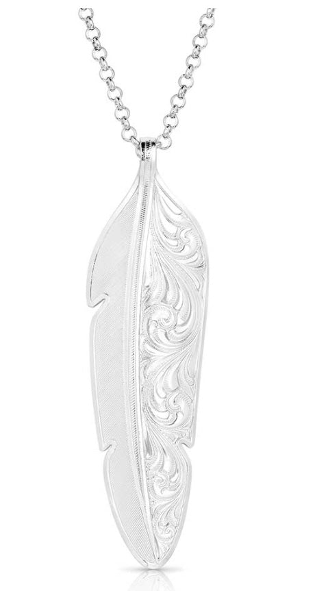Montana Silversmith Large Feather Necklace- silver