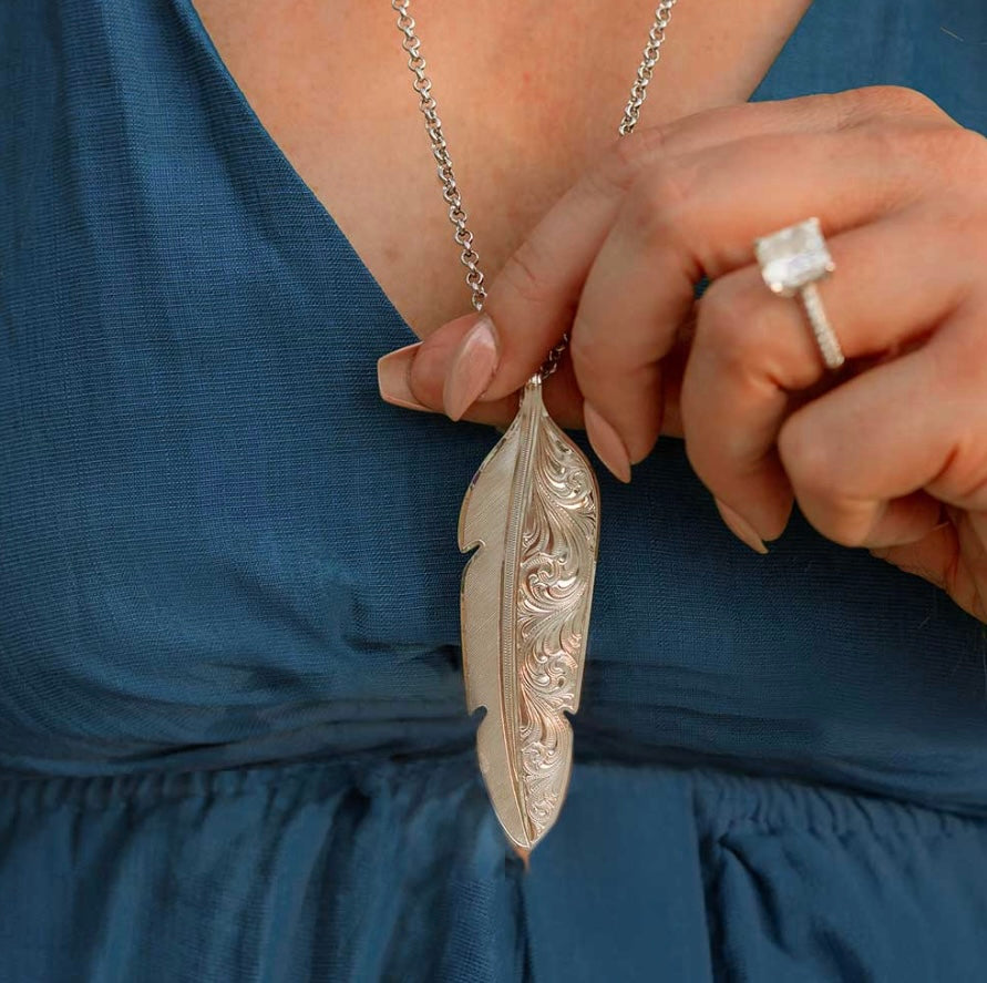 Montana Silversmith Large Feather Necklace- silver