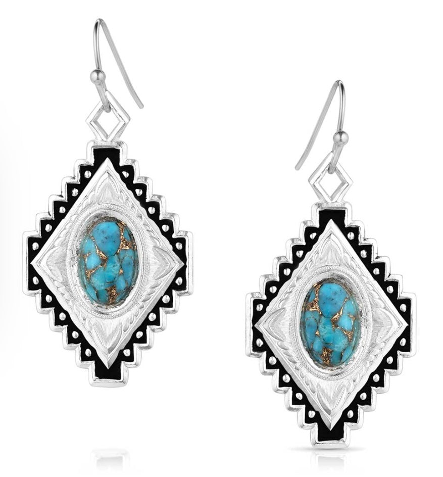 Montana Silversmith Aztec Diamond of the West Turquoise Earrings