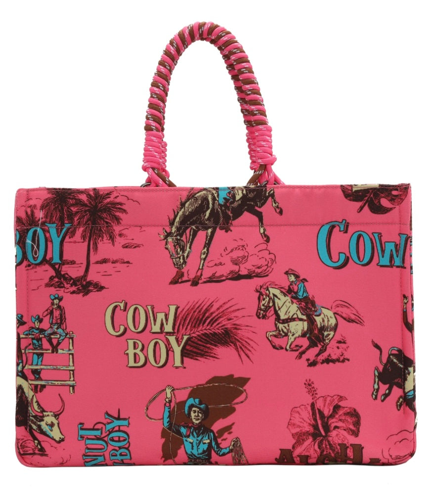 Wrangler Cowboy Print canvas tote bag Hot Pink