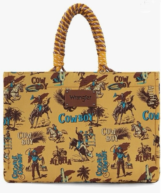 Wrangler Cowboy Print canvas tote bag