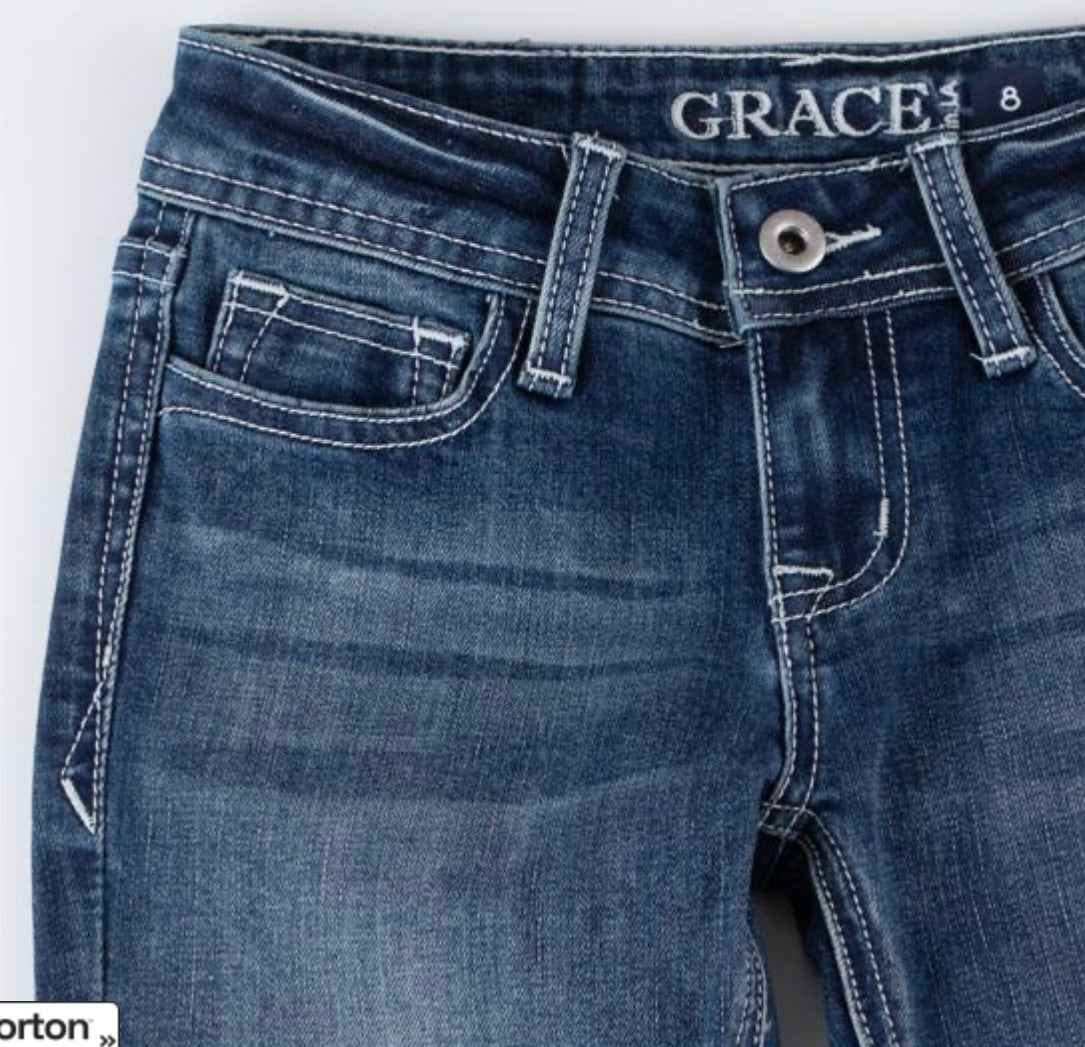 Grace in LA Girls Silver star Flare Jeans