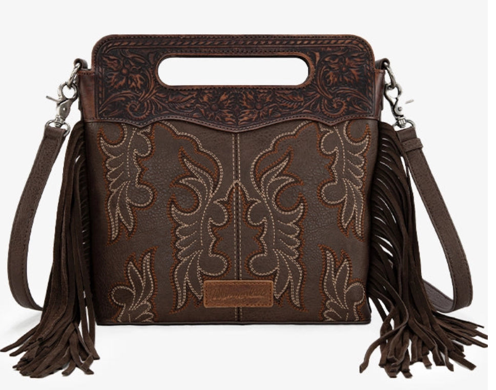 Wrangler Tooled Fringe Conceal Carry CrossBody Purse