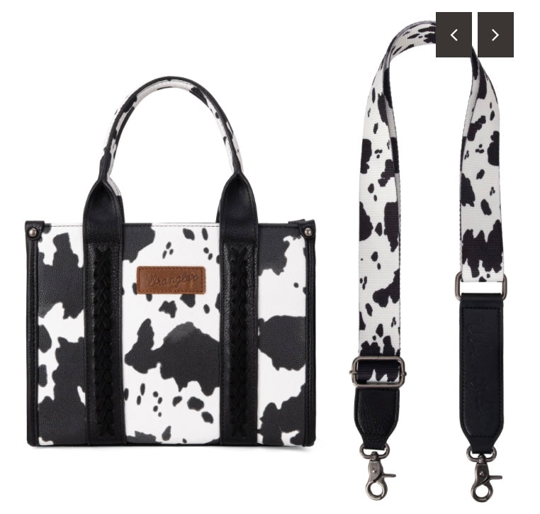 Wrangler Cow Print Concealed Carry Tote/Crossbody - Black