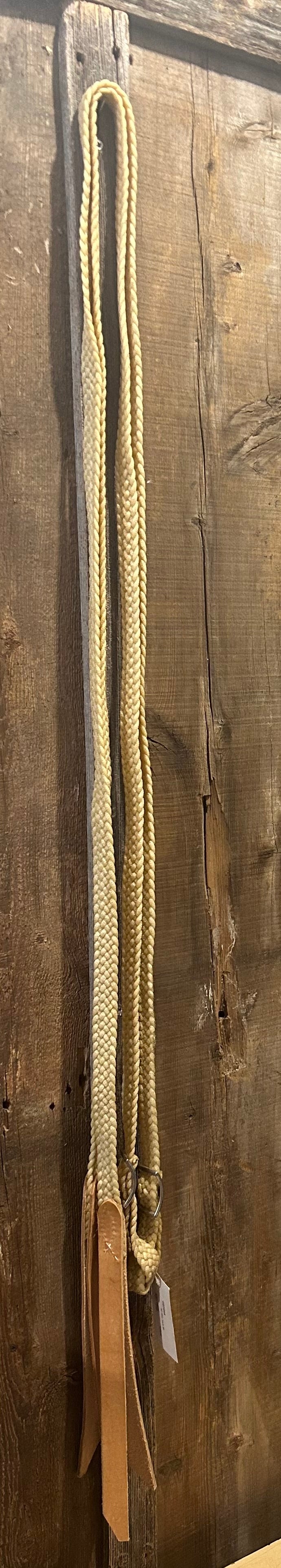 Waxed Cotton Braided Split Rein with leather Popper