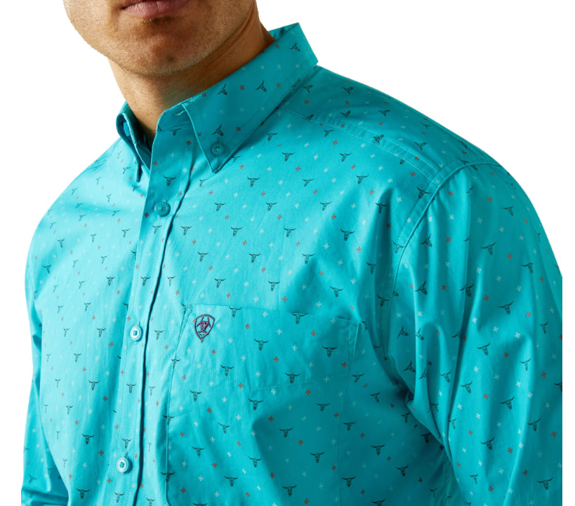 Ariat Men's Willke Classic Fit Turquoise Button Down Shirt