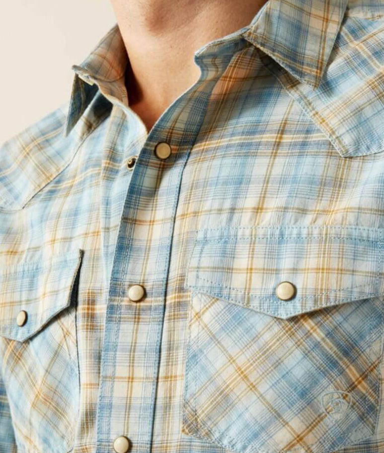 Ariat Mens Howe Retro Fit Shirt Light Blue