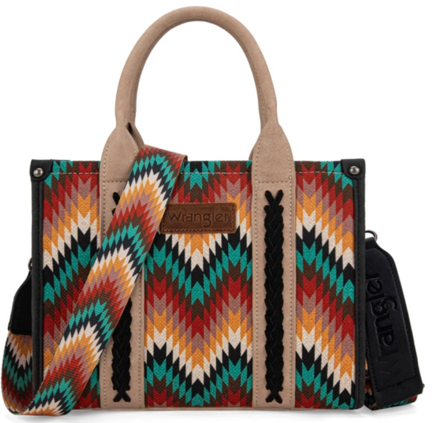 Wrangler Southwestern Pattern Dual Sided Print Tote/Crossbody
